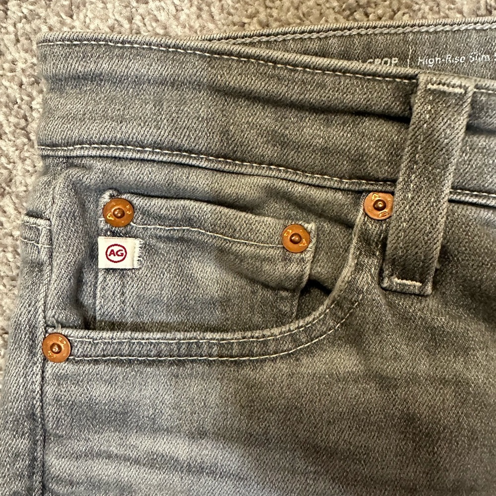 AG Adriano Goldschmied Jeans Womens 31R Gray Mari Crop High Rise Straight - Picture 2 of 6